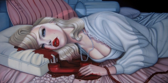 Leave your Makeup on, and I'll Leave on the Lights, 16x30", oil by Sarah Joncas